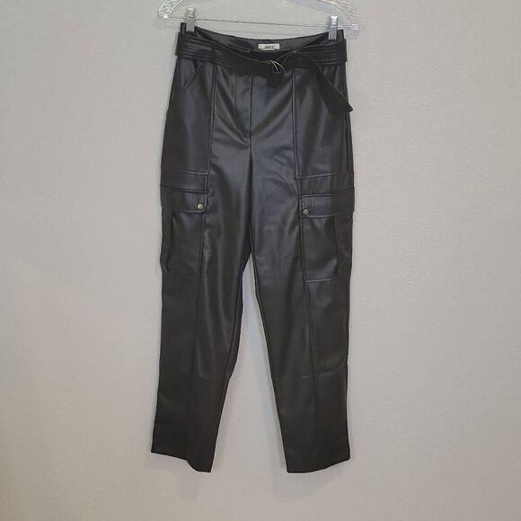 Jason Wu Women's Cargo Faux Leather Black Pants Size 4 - Picture 1 of 8